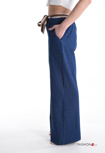 Pantalon en Coton avec ceinture en tissu avec poches avec élastique - ph 3