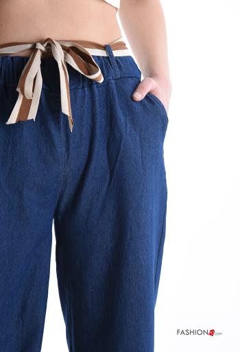 Pantalon en Coton avec ceinture en tissu avec poches avec élastique - ph 4