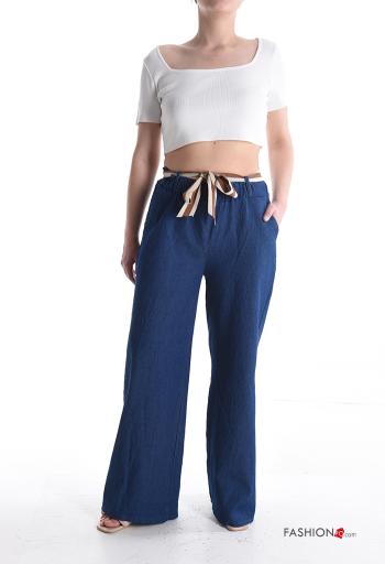 Pantalon en Coton avec ceinture en tissu avec poches avec élastique - ph 5