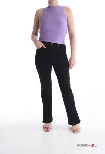 Ribbed crew neck sleeveless Cotton Top with elastic - ph 5
