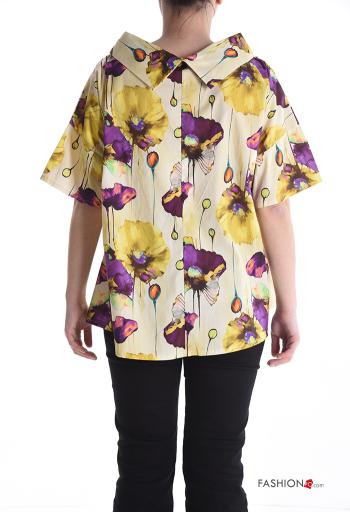 Blusa in Cotone maniche corte con colletto Fantasia floreale - ph 2