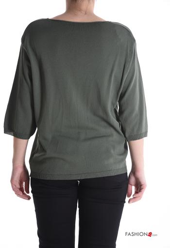 Maglione scollo a V maniche a tre quarti - ph 2