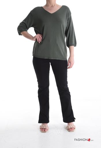 Maglione scollo a V maniche a tre quarti - ph 5