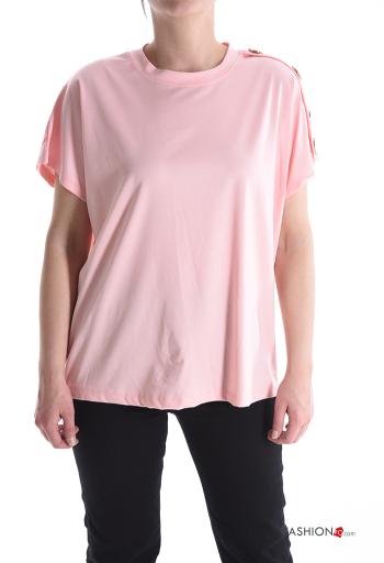 T-shirt manches courtes col rond à boutons