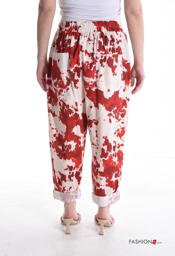 Pantalone in Cotone oversize Fantasia astratta con tasche con elastico - ph 2