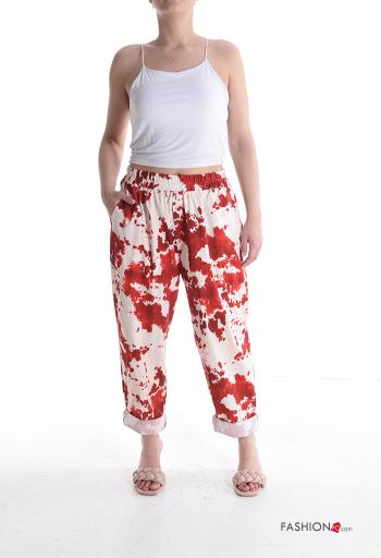 Pantalone in Cotone oversize Fantasia astratta con tasche con elastico - ph 5