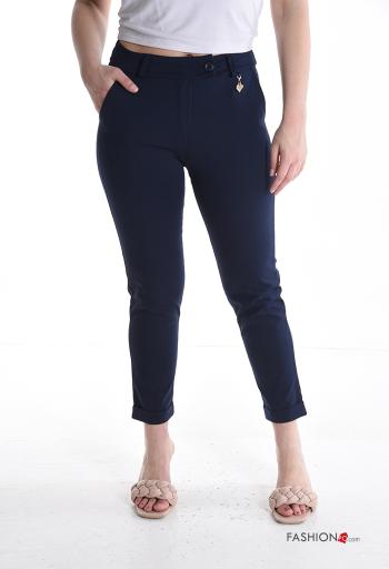 Pantalone in Cotone skinny con tasche con bottoni con zip