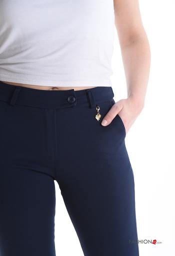 Pantalone in Cotone skinny con tasche con bottoni con zip - ph 4