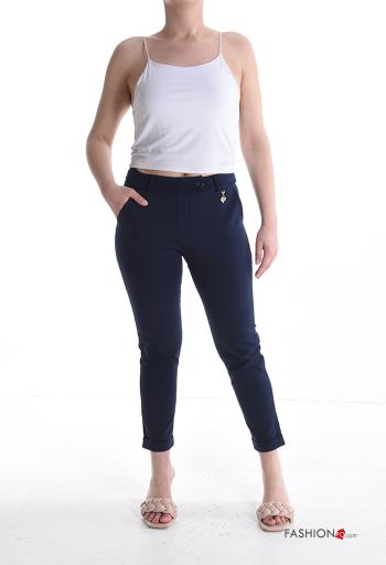 Pantalone in Cotone skinny con tasche con bottoni con zip - ph 5