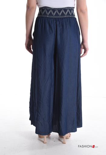 Pantalone vita alta wide leg con tasche con elastico - ph 2