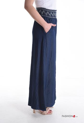 Pantalone vita alta wide leg con tasche con elastico - ph 3