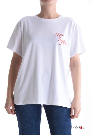 T-shirt in Cotone maniche corte girocollo Fantasia scritta - ph 1