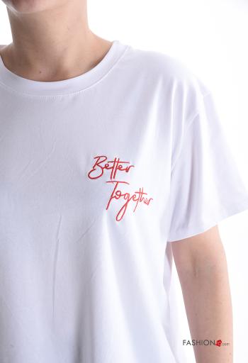 T-shirt in Cotone maniche corte girocollo Fantasia scritta - ph 4