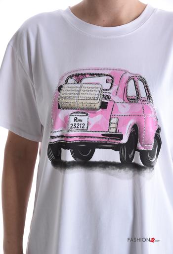 T-shirt em Algodão manga curta gola redonda Padrão objetos - ph 4