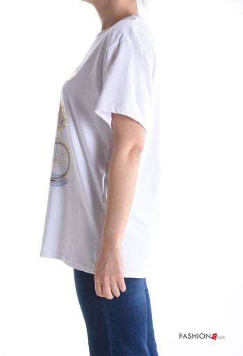 Object Muster kurze ärmel u-boot ausschnitt T-shirt aus Baumwolle - ph 3