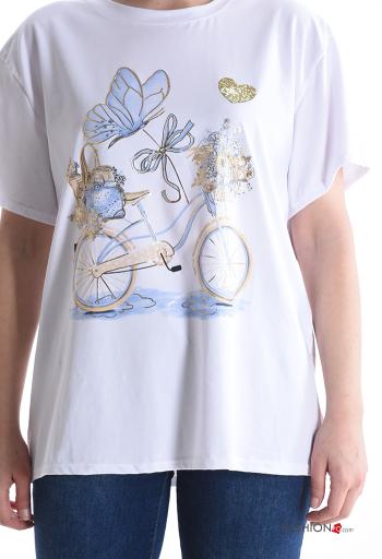 Object Muster kurze ärmel u-boot ausschnitt T-shirt aus Baumwolle - ph 4