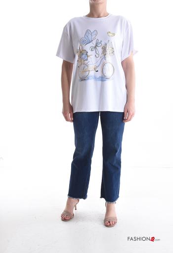 Object Muster kurze ärmel u-boot ausschnitt T-shirt aus Baumwolle - ph 5