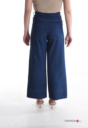 Jeans in Cotone vita alta con tasche con bottoni con zip - ph 2
