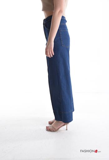 Jeans in Cotone vita alta con tasche con bottoni con zip - ph 3