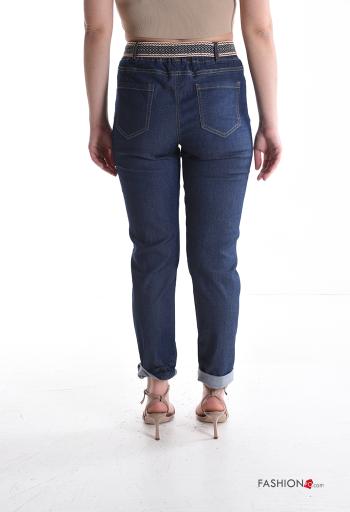 Jeans in Cotone skinny con elastico con cintura con tasche - ph 2