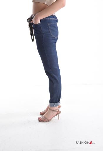 Jeans in Cotone skinny con elastico con cintura con tasche - ph 3