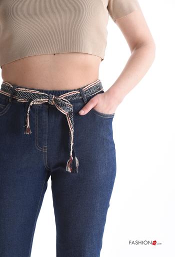Jeans in Cotone skinny con elastico con cintura con tasche - ph 4