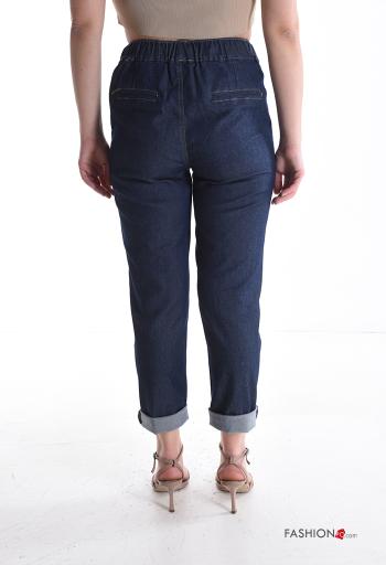 Calças em Algodão denim com bolsos com elástico - ph 2