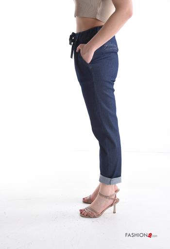 Calças em Algodão denim com bolsos com elástico - ph 3