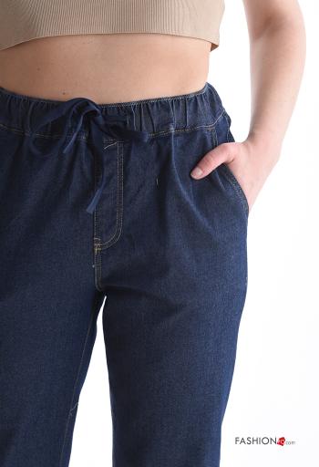 Calças em Algodão denim com bolsos com elástico - ph 4