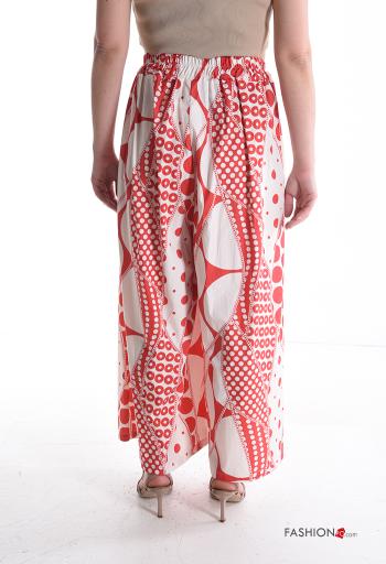 Pantalone in Cotone wide leg Fantasia pois con tasche con elastico - ph 2