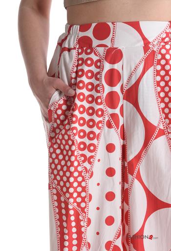 Pantalone in Cotone wide leg Fantasia pois con tasche con elastico - ph 4