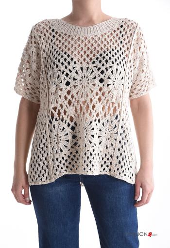 Embroidered short sleeve crew neck knitted Cotton T-shirt