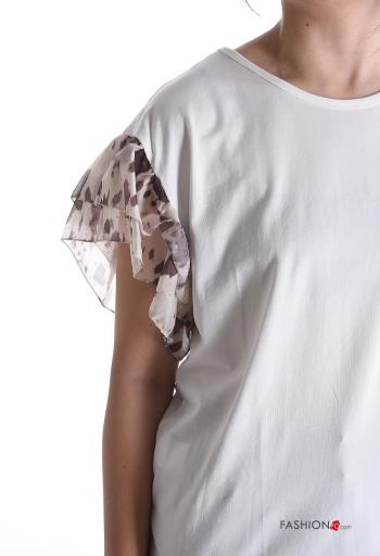 T-shirt in Cotone maniche volant maniche corte girocollo - ph 4