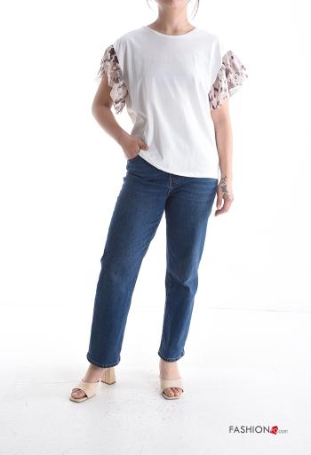 T-shirt in Cotone maniche volant maniche corte girocollo - ph 5