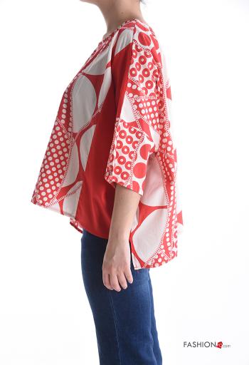 Blusa in Cotone girocollo Fantasia pois maniche a tre quarti - ph 3