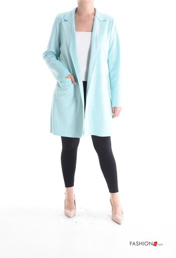 Casaco comprido camurça com gola com bolsos com strass - ph 1