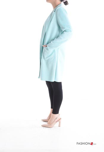 Casaco comprido camurça com gola com bolsos com strass - ph 3