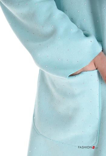 Casaco comprido camurça com gola com bolsos com strass - ph 4