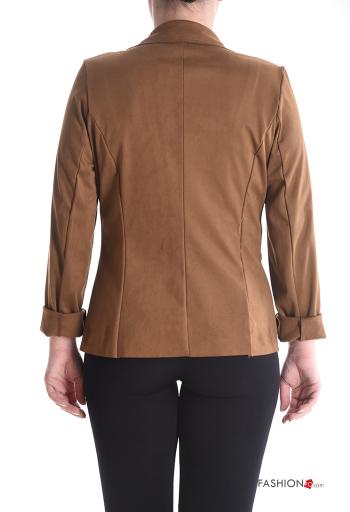Blazer Suède manches longues à boutons sans doublure - ph 2