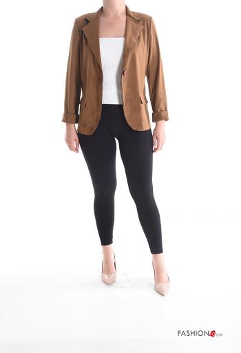 Blazer Suède manches longues à boutons sans doublure - ph 5