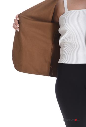 Blazer Suède manches longues à boutons sans doublure - ph 6