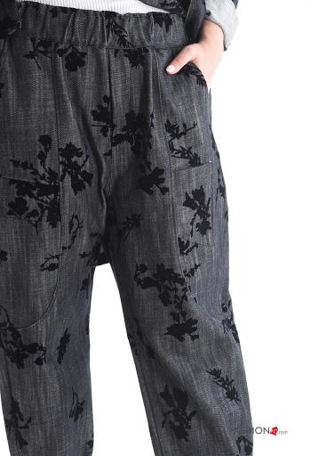 Conjunto de Algodón asimetrico Patrón bordado con botones con bolsillos - ph 5