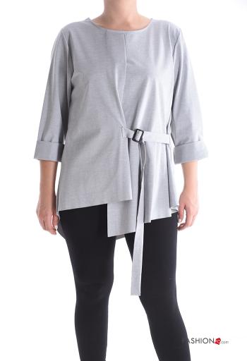 Tunica in Cotone maniche lunghe con fibbia asimmetrico con balze - ph 1