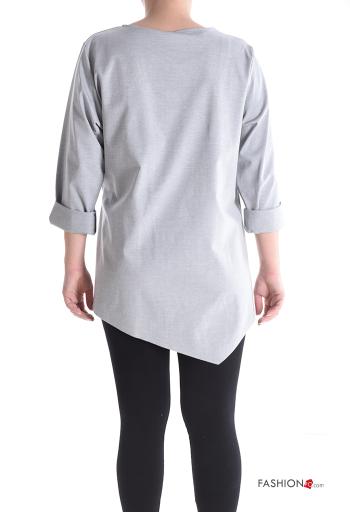 Tunica in Cotone maniche lunghe con fibbia asimmetrico con balze - ph 2