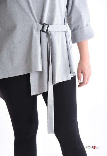 Tunica in Cotone maniche lunghe con fibbia asimmetrico con balze - ph 4