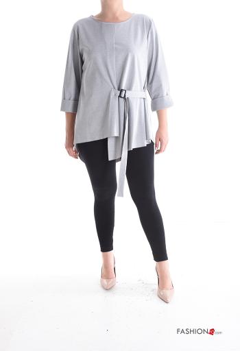 Tunica in Cotone maniche lunghe con fibbia asimmetrico con balze - ph 5
