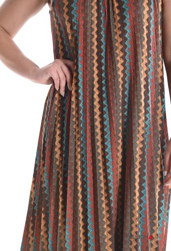 Abito plissé senza maniche Fantasia geometrica con fiocco - ph 4