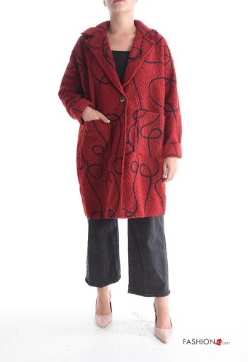 Abstract print with collar Jacket with buttons without lining with pockets