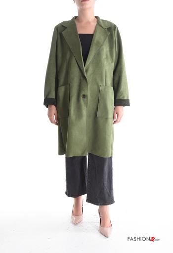 Suede with collar Jacket with buttons without lining with pockets