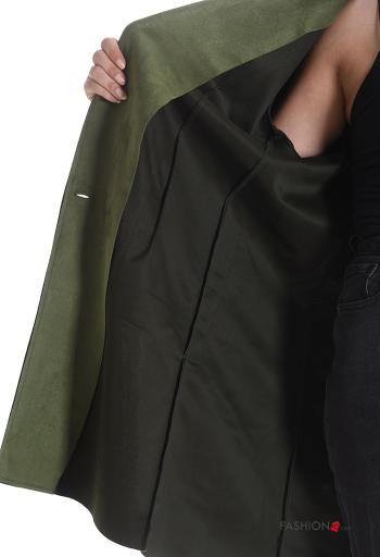 Suede with collar Jacket with buttons without lining with pockets - ph 5